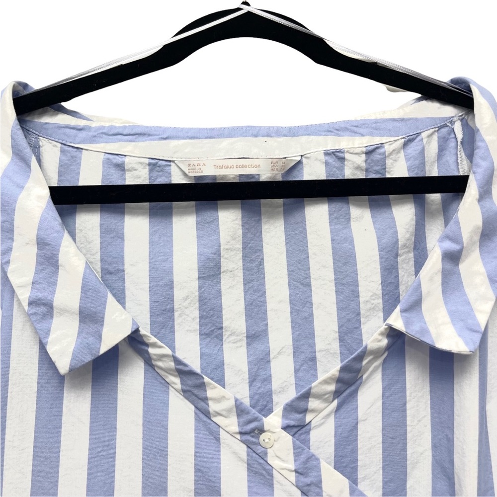Zara Women's blue & White Striped Wraps Shirt in Size Medium - Picture 5 of 15